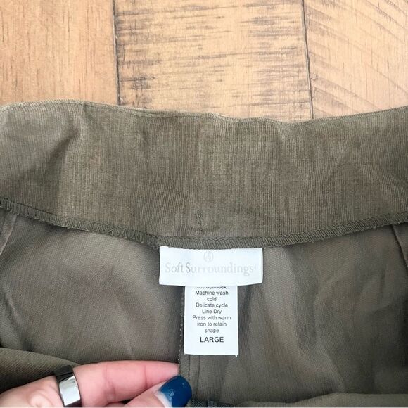 Soft Surroundings Corduroy Wide Leg Pants Size L Front Zip High Rise - Picture 5 of 7